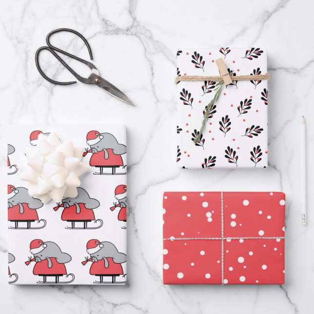 Cute Manatee Christmas Wrapping Paper Sheets (Front)