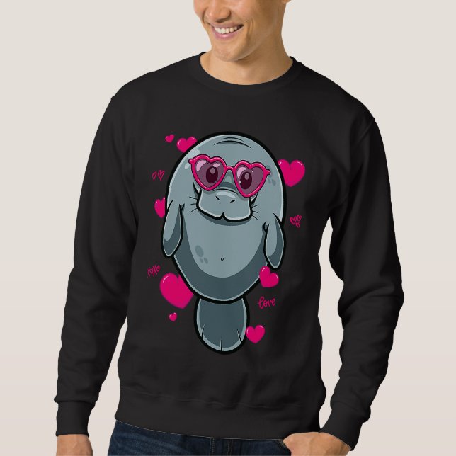 Cute Manatee  For Girls Heart Glasses Manatee Vale Sweatshirt (Front)