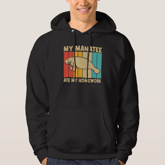 Cute Manatee For Kids Boys Sea Cow Dugong Manatee  Hoodie (Front)