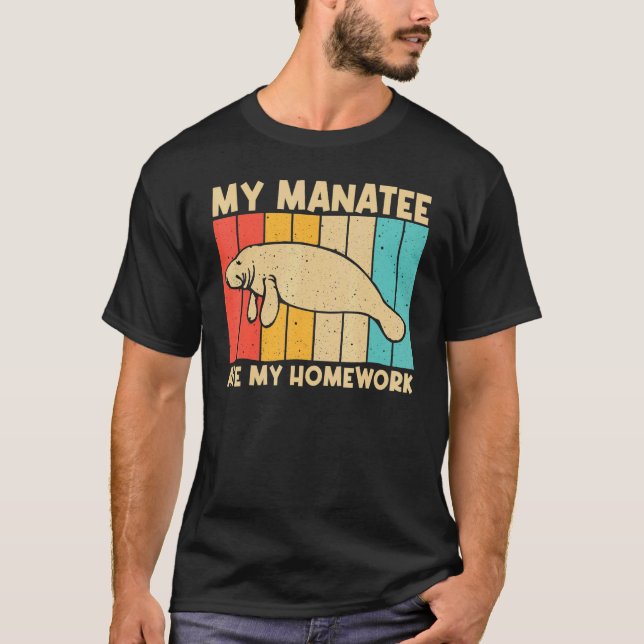Cute Manatee For Kids Boys Sea Cow Dugong Manatee  T-Shirt (Front)