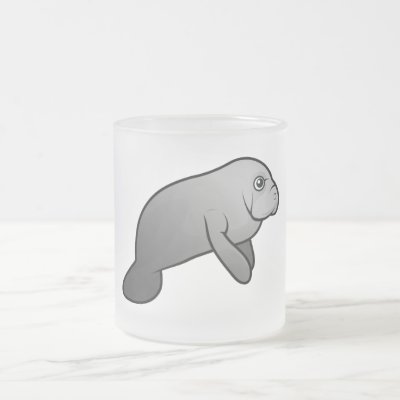 Cute Manatee Frosted Glass Coffee Mug