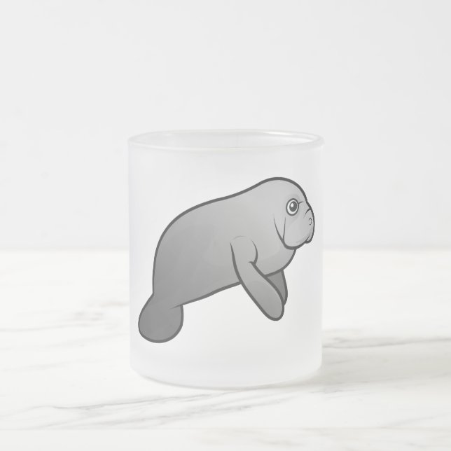 Cute Manatee Frosted Glass Coffee Mug (Center)
