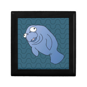 Cute Manatee Hugger Cartoon Animal Keepsake Box