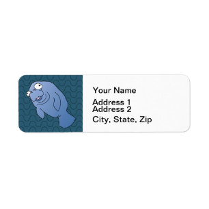 Cute Manatee Hugger Cartoon Animal Label