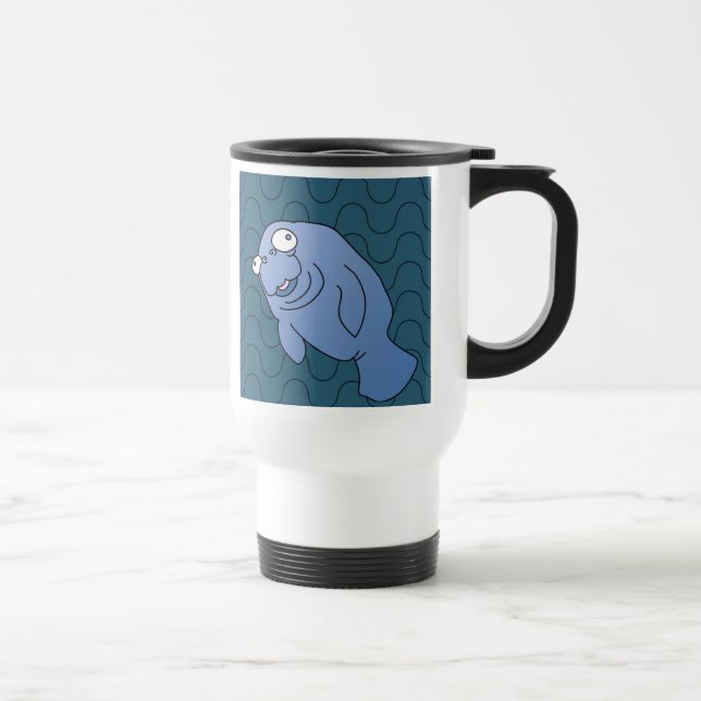 Cute Manatee Hugger Cartoon Animal Travel Mug (Right)