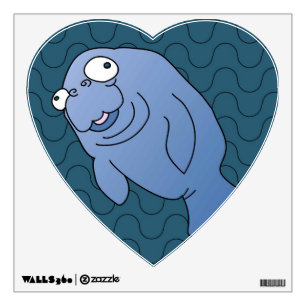 Cute Manatee Hugger Cartoon Animal Wall Sticker