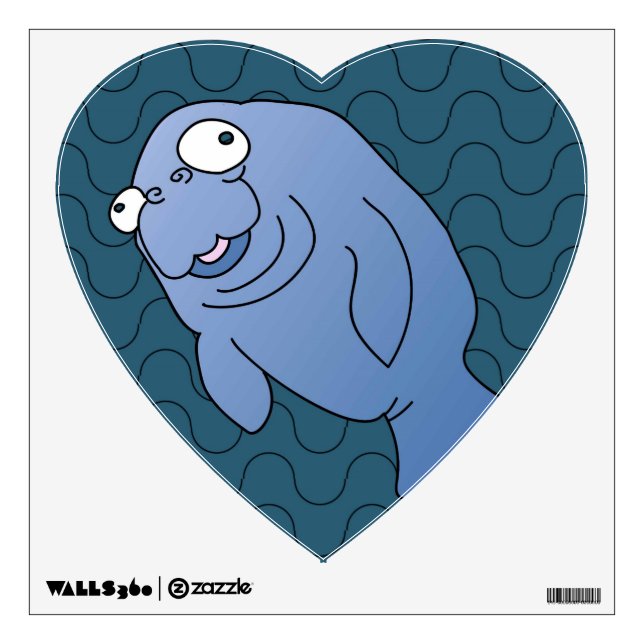 Cute Manatee Hugger Cartoon Animal Wall Sticker (Front)