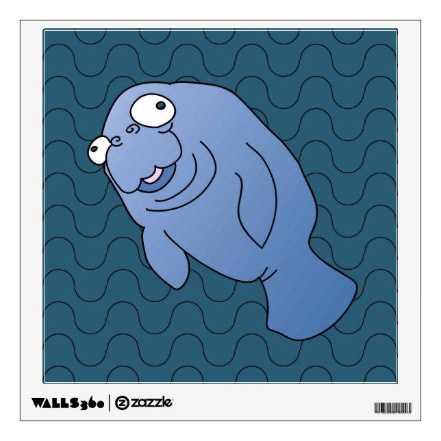 Cute Manatee Hugger Cartoon Animal Wall Sticker (Front)