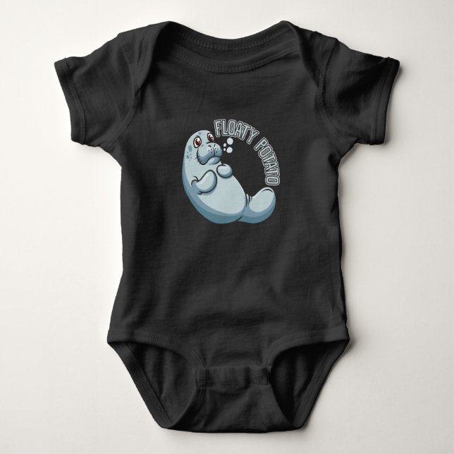 Cute Manatee Lover Floaty Potato Fun Baby Bodysuit (Front)