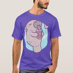 Cute Manatee Loves Drinking Boba Tea T-Shirt