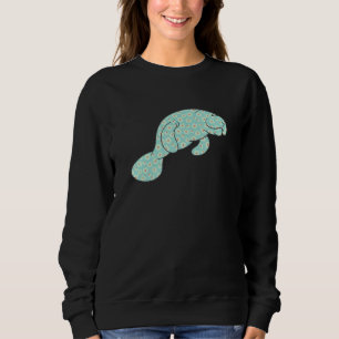 Cute Manatee Sea Cow Daisy Flower Print For Women Sweatshirt