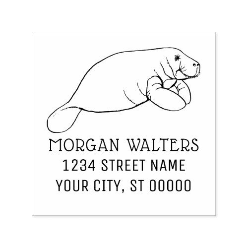 Cute Manatee Sea Cow Name Return Address R Self_inking Stamp