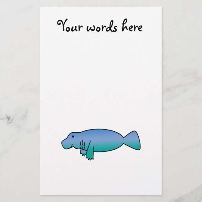 Cute manatee stationery (Front)