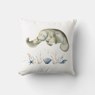 Cute Manatee Throw Pillow