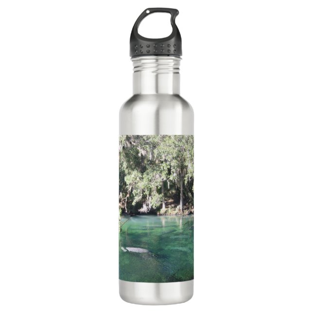 Cute Manatees Swimming Florida Stainless Steel Water Bottle (Front)