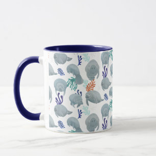 Cute Manatees With Bubbles Pattern Mug