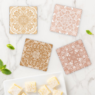 Cute Mandala Boho Colors Art Coaster Set