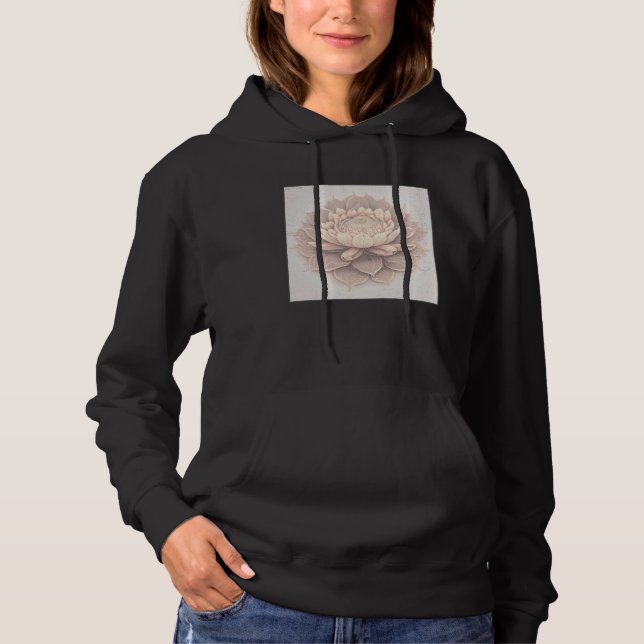 Cute Mandala Lotus Flower Illustration Unique Wome Hoodie (Front)
