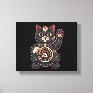  cute Maneki Neko cat print drawn Japanese 