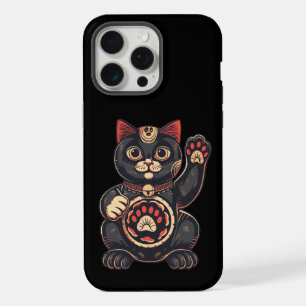 cute Maneki Neko cat print drawn Japanese iPhone 15 Pro Max Case