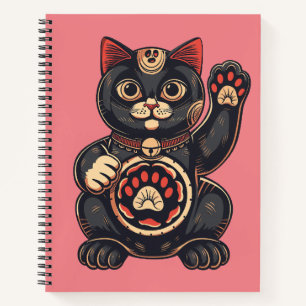  cute Maneki Neko cat print drawn Japanese  Notebook