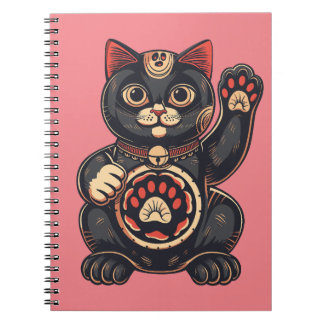  cute Maneki Neko cat print drawn Japanese  Notebook