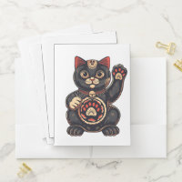 cute Maneki Neko cat print drawn Japanese