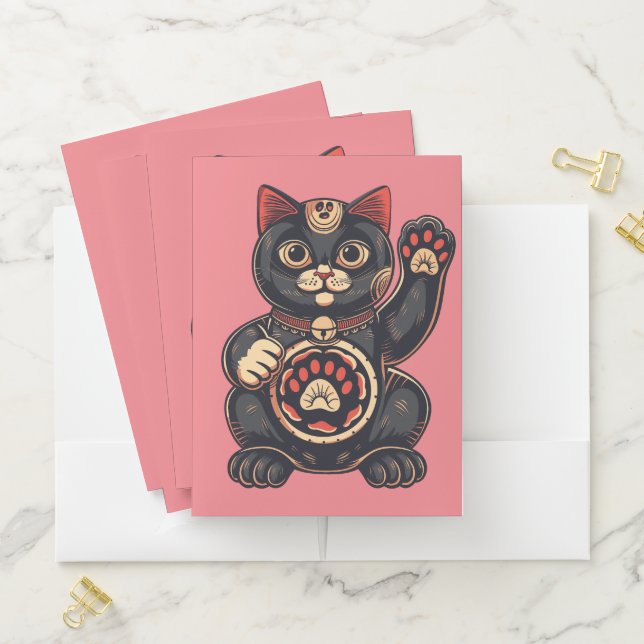  cute Maneki Neko cat print drawn Japanese  Pocket Folder (In Situ)