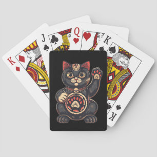 cute Maneki Neko cat print drawn Japanese Poker Cards
