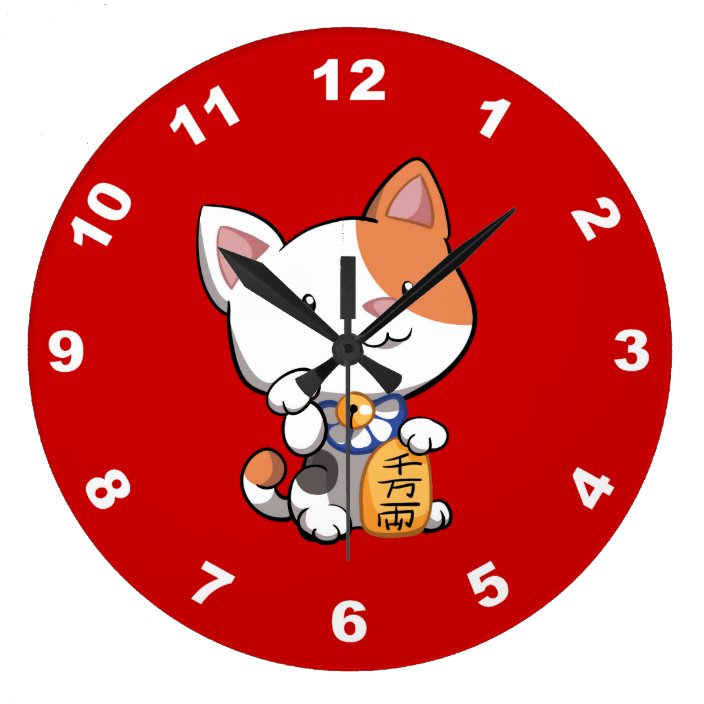 chinese lucky cat clock