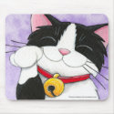Cute Maneki Neko Lucky Tuxedo Cat Mousepads