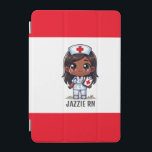Cute Manga Black Nurse Brown Hair and Eyes Custom iPad Mini Cover<br><div class="desc">This tablet mini cover for nurses features a cute Manga Black nurse with brown hair and brown eyes wearing a nurses cap and outfit with a name to personalize. Perfect for a nurse or nursing school graduate. Image generated with AI.</div>