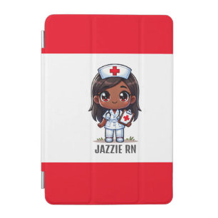 Cute Manga Black Nurse Brown Hair and Eyes Custom iPad Mini Cover