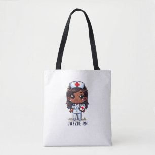 Cute Manga Black Nurse Caricature Personalized Tote Bag