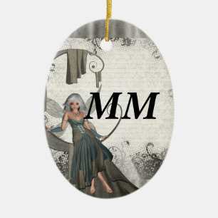 Cute manga fairy ceramic ornament