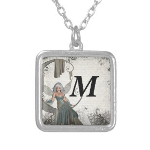 Cute manga fairy silver plated necklace