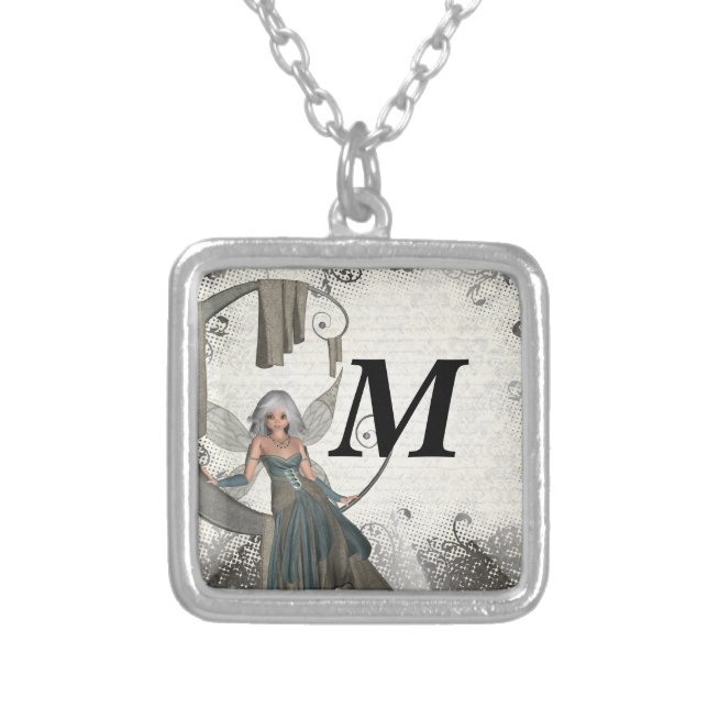 Cute manga fairy silver plated necklace (Front)