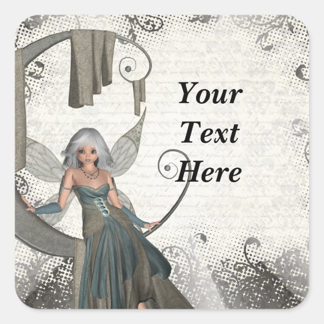 Cute manga fairy square sticker (Front)