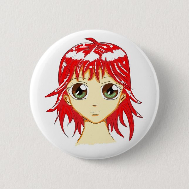 Cute Manga Girl Button (Front)