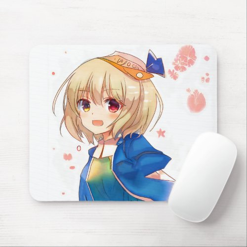 Cute Manga Girl With Blond Hair Waifu Kawa Anime Mouse Pad