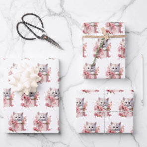 Cute Manga Kitten Pattern Wrapping Paper Sheets