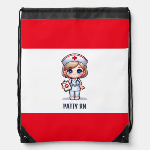Cute Manga Nurse Blonde Blue Eyes Personalized Drawstring Bag
