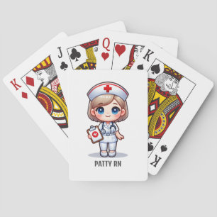 Cute Manga Nurse with Blonde Hair Blue Eyes Custom Poker Cards