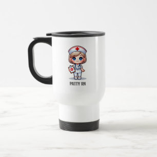 Cute Manga Nurse with Blonde Hair Blue Eyes Custom Travel Mug