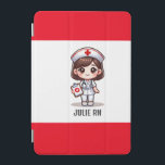 Cute Manga Nurse with Brown Hair Brown Eyes Custom iPad Mini Cover<br><div class="desc">This tablet mini cover for nurses features a cute Manga nurse with brown hair and brown eyes wearing a nurses cap and outfit with a name to personalize. Perfect for a nurse or nursing school graduate. Image generated with AI.</div>