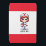 Cute Manga Nurse with Red Hair Blue Eyes Custom iPad Mini Cover<br><div class="desc">This tablet mini cover for nurses features a cute Manga nurse with red hair and blue eyes wearing a nurses cap and outfit with a name to personalize. Perfect for a nurse or nursing school graduate. Image generated with AI.</div>