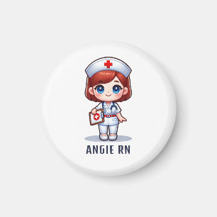 Cute Manga Redhead Nurse Caricature Personalized Magnet