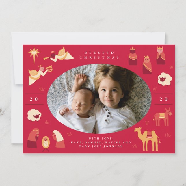 Cute Manger Scene Holiday Card (Front)