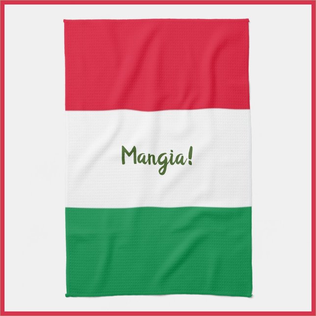 Cute Mangia! Red White and Green Italian Flag  Kitchen Towel (https://www.zazzle.com/store/capricepetit)
