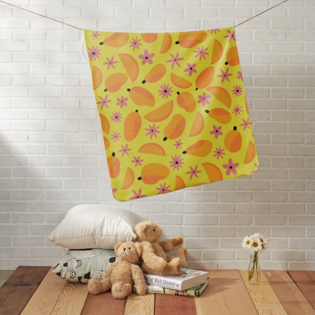 Cute Mango Fruit and flowers pattern Baby Blanket (In Situ)